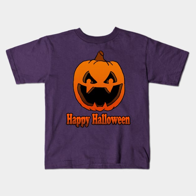 Happy Halloween Spooky Pumpkin Kids T-Shirt by Eric03091978